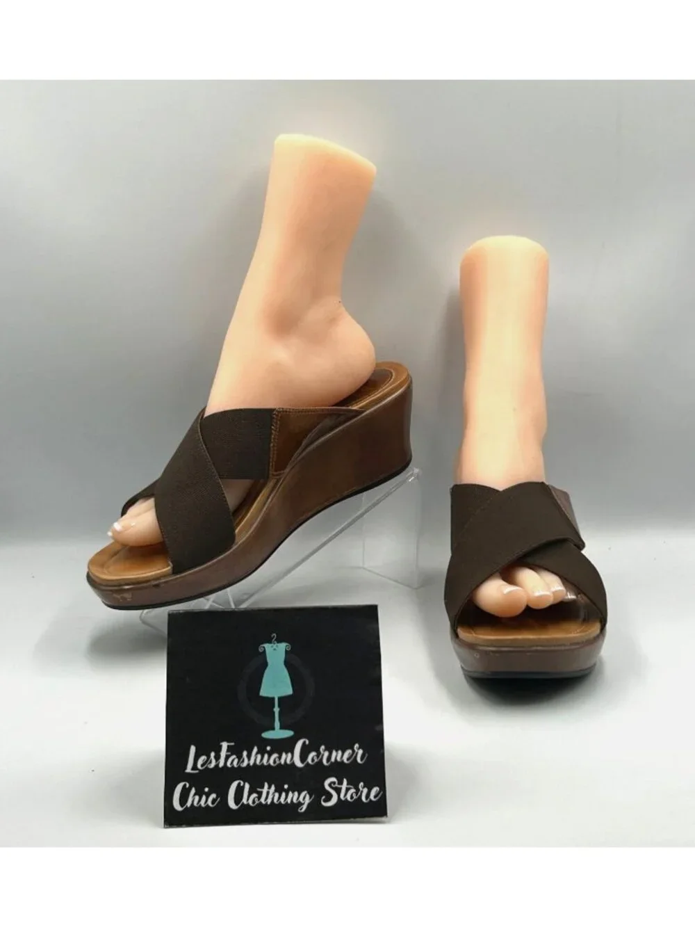 Dansko Women's Brown Stretch Fabric Ava Wedge Slide Sandals Size 10.5 (41) 3631